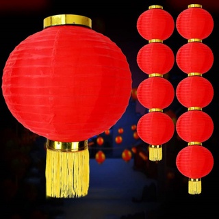 8/10/12 Inches New Year Waterproof Tassel Lantern Spring Festival Luck Chinese Red Lanterns