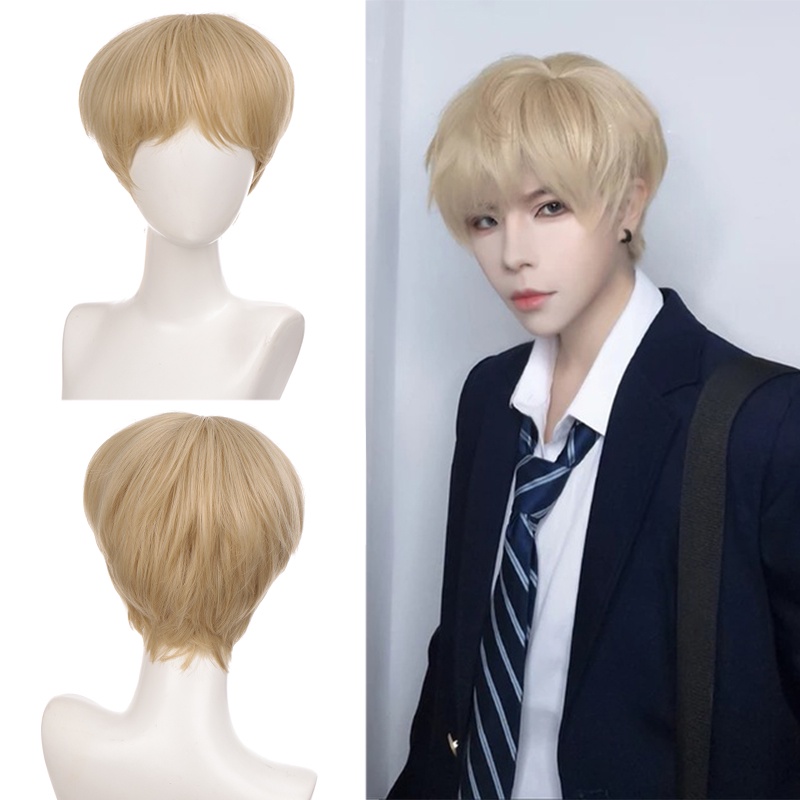 แฟชั่นผู้ชาย วิกผมสั้น สีบลอนด์แดง วิกผมสังเคราะห์ พร้อมหน้าม้า สําหรับผู้ชาย ผู้หญิง เด็กผู้ชาย คอสเพลย์ เครื่องแต่งกาย อะนิเมะ ฮาโลวีน