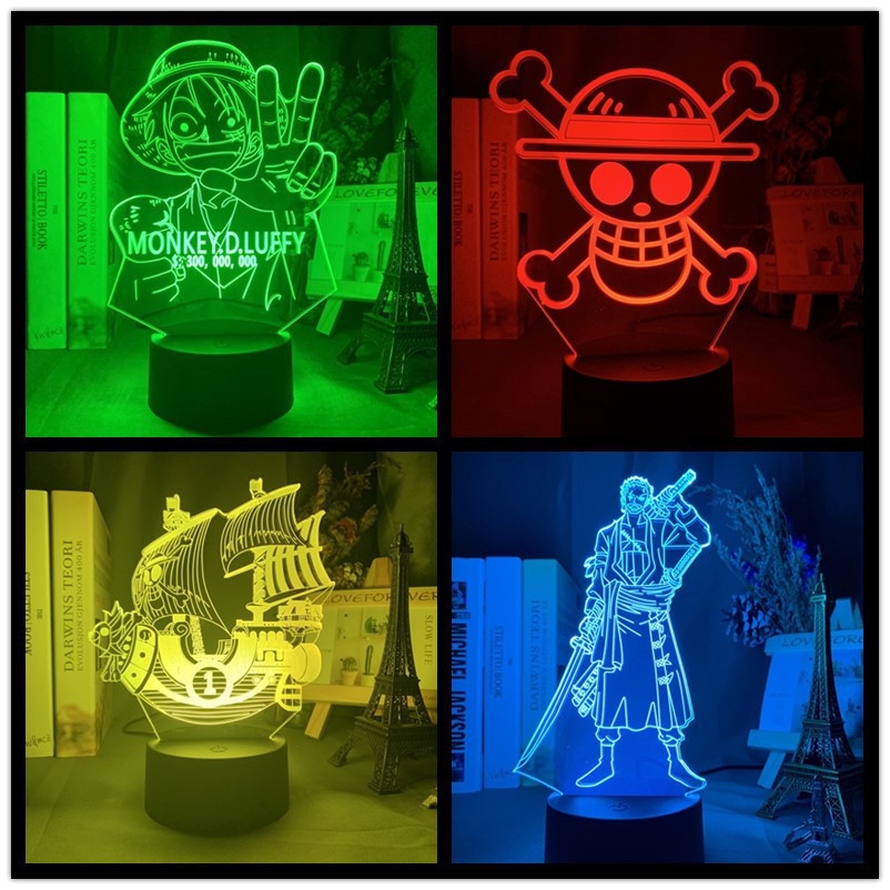One Piece LED Night Light Luffy Zoro USB โคมไฟห ้ องนอน Decro ของขวัญสําหรับแฟนอะนิเมะ