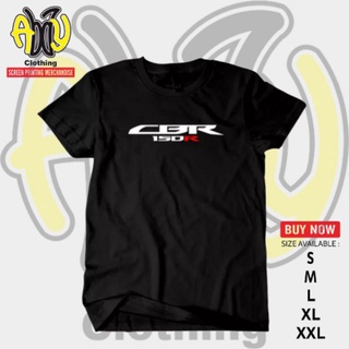 เสื้อเชิ้ตแขนสั้น ผ้าฝ้าย พิมพ์ลายสกรีน Distro CBR 150R Combed 30s สีดํา สําหรับผู้ชาย ไซซ์ S M L XL XXLสามารถปรับแต่งได