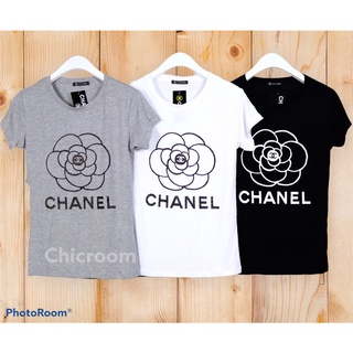 เสื้อยืดรัดรูปลายดอก Chanel สวยหรูดูดี เสื้อยืดแฟชั่น