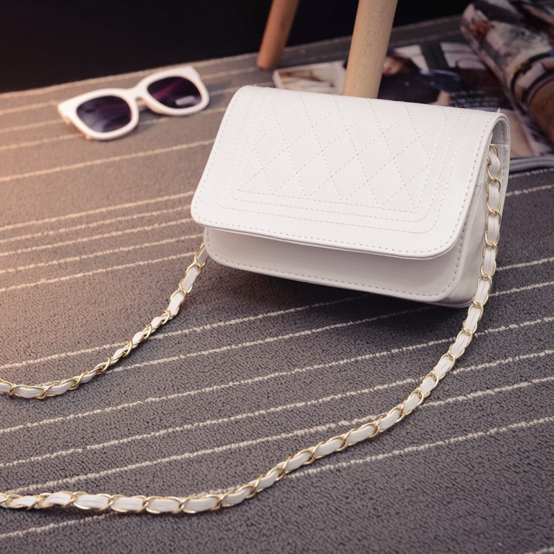 ♕BB Bags  กระเป๋าแฟชั่น กระเป๋าสะพายข้าง สายถักสีทอง รุ่น301 (สีดำ)