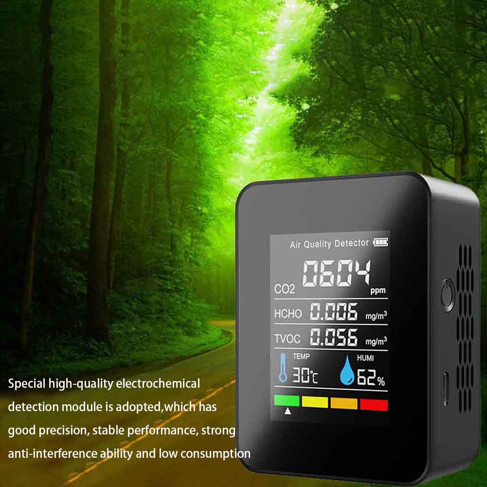 Multifunctional 5 in 1 CO2 Meter Digital Temperature Humidity Sensor ...