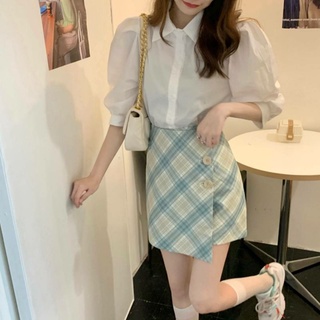 เสื้อเชิ้ตสีขาว เดรสสายเดี่ยวยีนส์ Little white set #C6654 #C6655