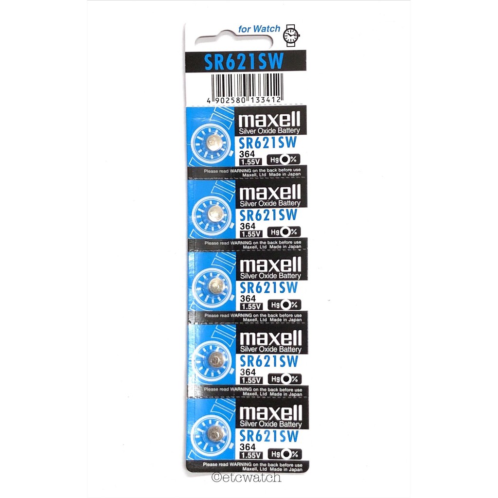 พร้อมส่ง> ถ่านกระดุม Maxell 364 / SR621SW 1แผง 5 ก้อน