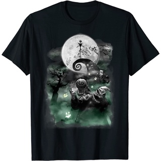 เสื้อยืด พิมพ์ลาย Disney The Nightmare Before Christmas Haunted Scene สําหรับผู้ใหญ่S-5XL