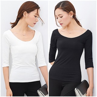 Mirror Dress เสื้อยืด Deep V-Neck Five Point