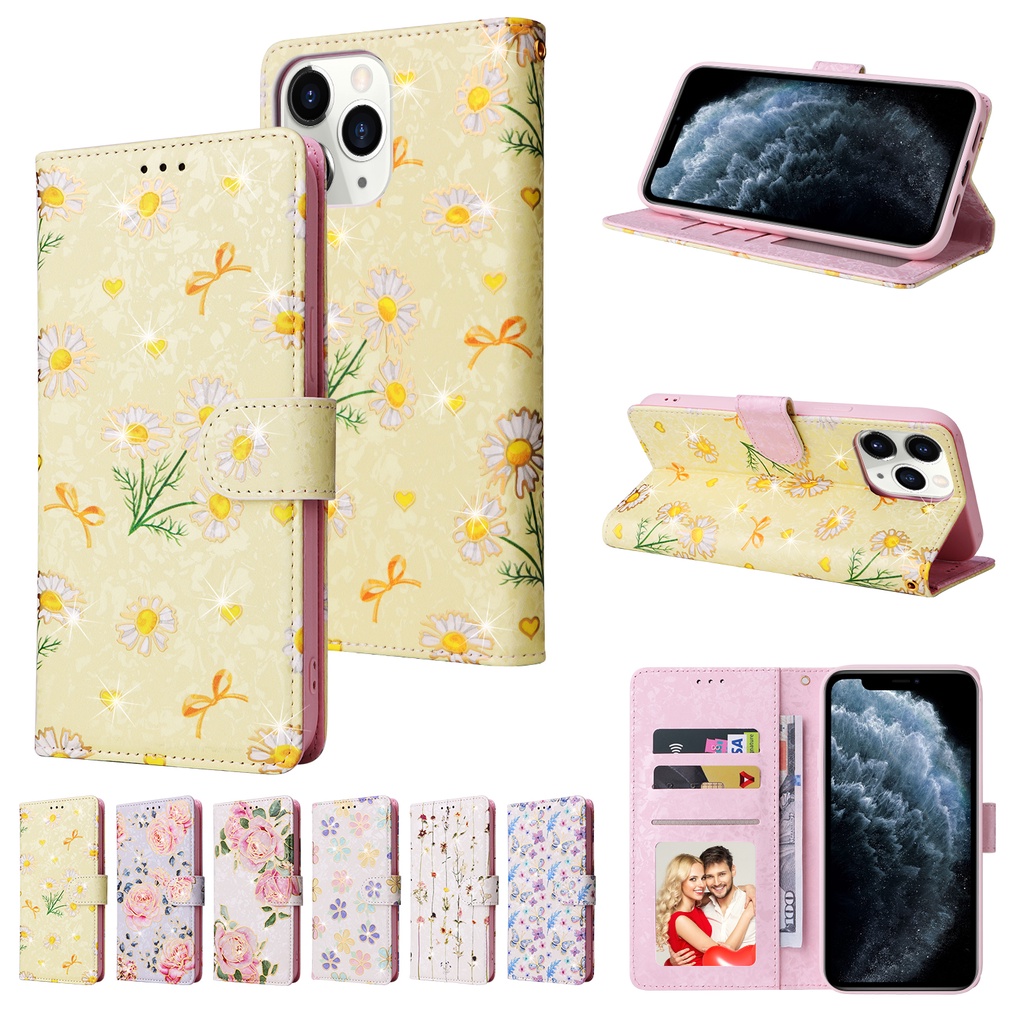ปลอกสําหรับ iPhone 16 15 11 12 Pro Max XS Max แปรงป้องกันการโจรกรรมปั๊มร้อน Flip Standing Leather Wallet Case Cover