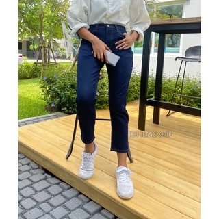 ทรง Boy Slim กางเกงยีนส์ผู้หญิง สีดำ-สีบลู ยืด ใส่ทำงานได้ เที่ยวได้ เรียบๆ
