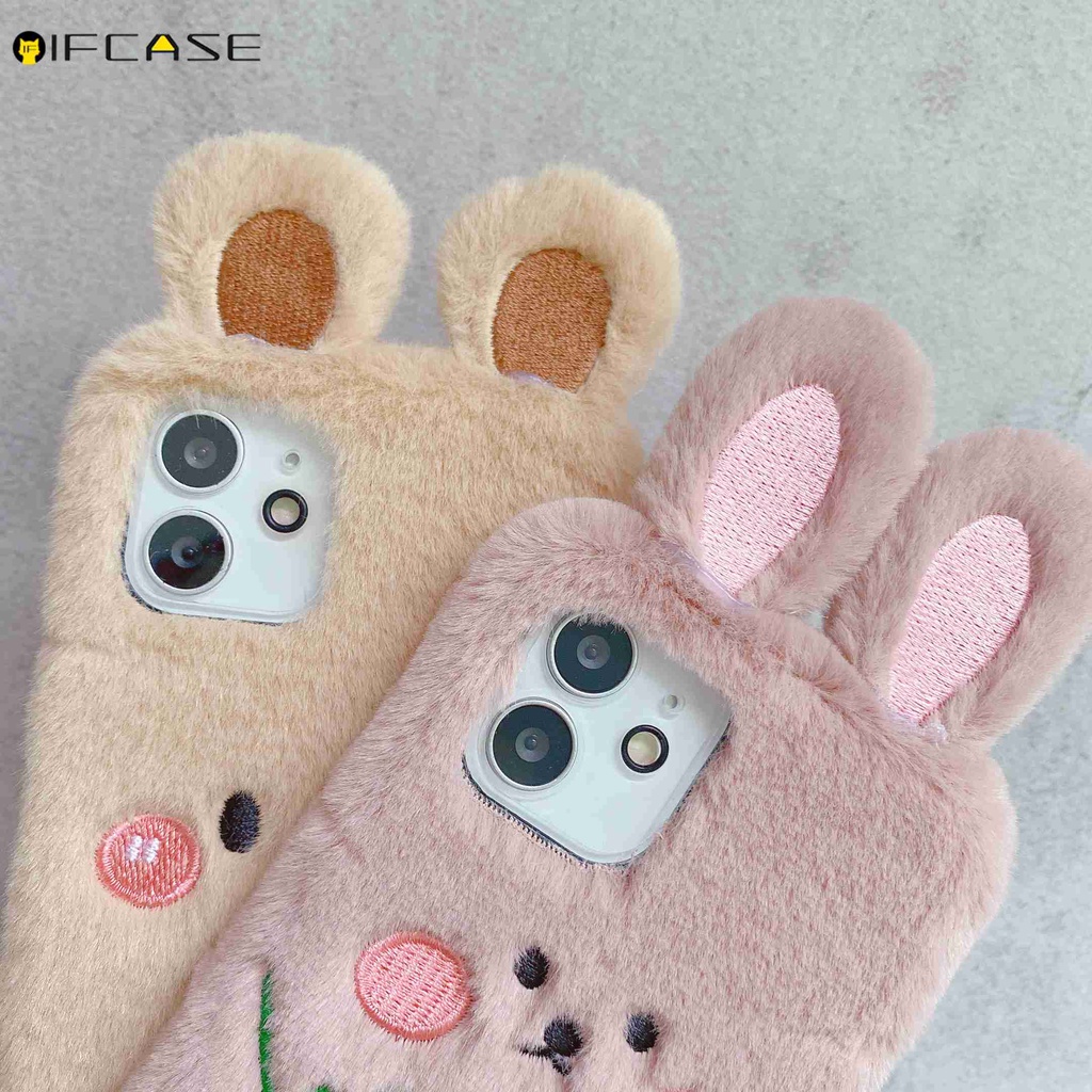 Xiaomi Poco X3 GT F3 Redmi K40 K30 K20 Note 7 Pro 7A 6 6A Pro 5 Plus Phone Case Hairy Plush Carrot Rabbit Winter Warm Cute Cartoon Pink Soft TPU Casing Cases Case Cover #8
