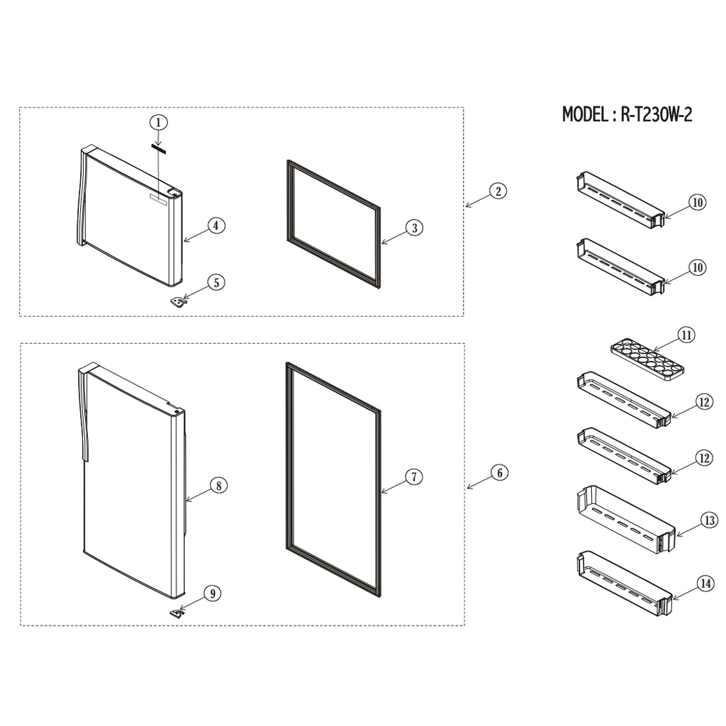 R-T230W-2 อะไหล่ ตู้เย็น Hitachi รุ่น R-T230W-2 ชิ้นส่วน งานช่าง งานซ่อม อุปกรณ์ ศูนย์บริการ อะไล่แท