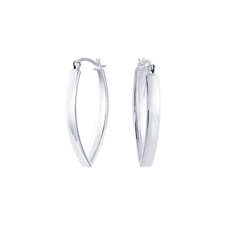 SILVER THAI  4mm x 33mm Pointed oval hoop earrings silverต่างหูแบบห่วงสวยแบบเรียบง่ายใส่ได้ทุกโอกาสจ้า