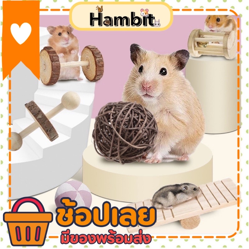 Hambit. ของเล่นไม้หนูแฮมสเตอร์ ของเล่นไม้ กระรอก เม่นแคระ กระต่าย ชินชิล่า ชูการ์ไกรเดอร์