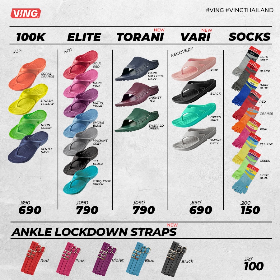 ⚡ พร้อมส่ง ⚡ รองเท้าแตะวิ่งมาราธอน VING รุ่น 100K - Elite (รวมสายรัดข้อเท้า เลือกสีได้) Running Sandals
