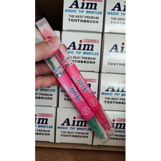 แปรงสีฟันเอม AIM ขนแปรง ปานกลาง Medium (12ด้าม)