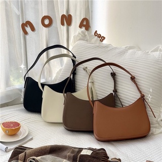 Mona bag🌙 กระเป๋าถือ หนัง PU พรีเมี่ยม สะพายไหล่ ทรงฮิตสุดตอนนี้ ทรงสวยมั่กๆ เรียบหรูดูแพง✨