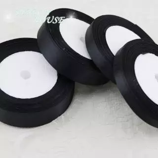 (25Yd/roll) ริบบิ้นผ้าซาติน สีดํา ด้านเดียว โพลีเอสเตอร์ ตกแต่ง ชุดของขวัญคริสต์มาส พร้อมริบบิ้น กล่องของขวัญ บรรจุภัณฑ์