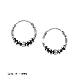 SILVER THAI        silver bali hoop earrings 14 mm ต่างหูแบบห่วงขนาด14mm