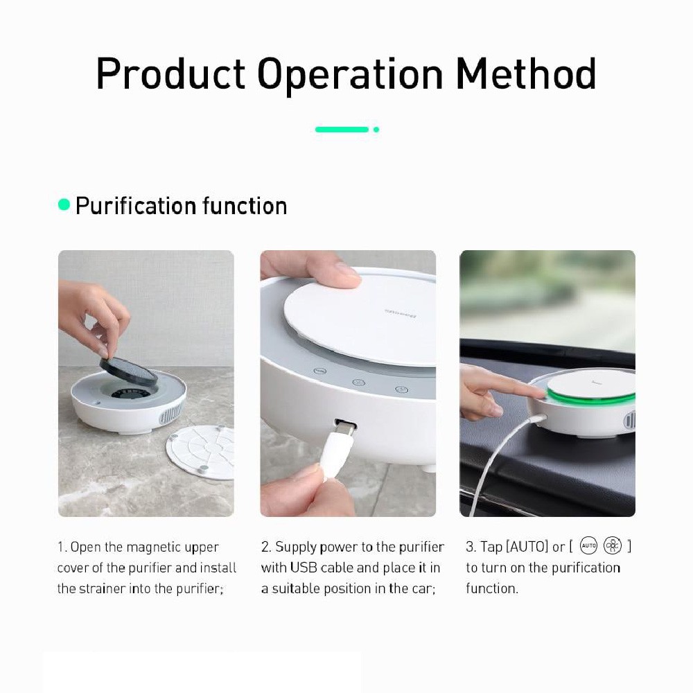 นิยม! Baseus Car Air Purifier PM2.5 เครื่องฟอกอากาศ ในรถยนต์ ใส่กรอง 3 ชั้น เครื่องฟอกอากาศในรถ car purifier ขายดี!