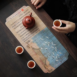 Tea mat Zen Chinese style table cloth Tea cloth Small dry foam mat Insulation tea coaster Teapot mat