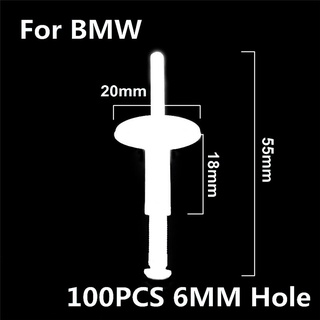 หมุดพลาสติก สีขาว 6 มม. สําหรับรถยนต์ BMW 100 ชิ้น ต่อล็อต