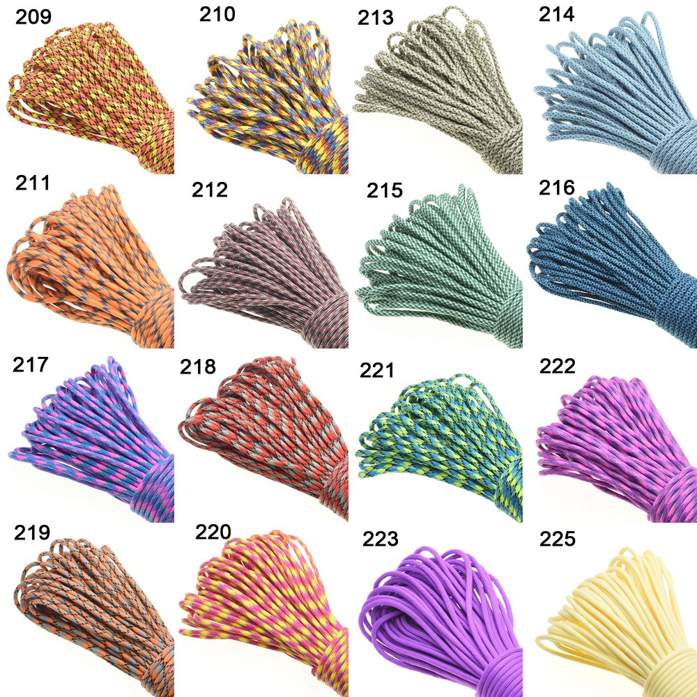 1pcs 550 Paracord Parachute Cord Lanyard Mil Spec Type III 7 Strand Core 100 FT 108 สีสําหรับสร้อยข้อมือ Paracord 209-229
