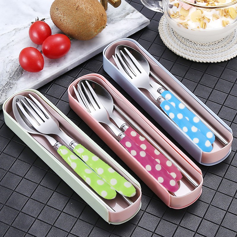 AT.Homemart ชุดช้อนส้อมสแตนเลสสำหรับเดินทาง ช้อน&ส้อม แบบพกพา (ไม่มีตะเกียบ)