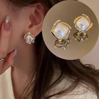 Retro Baroque Geometric Pearls Ear Buckle Summer Earring Korean Earrings S925