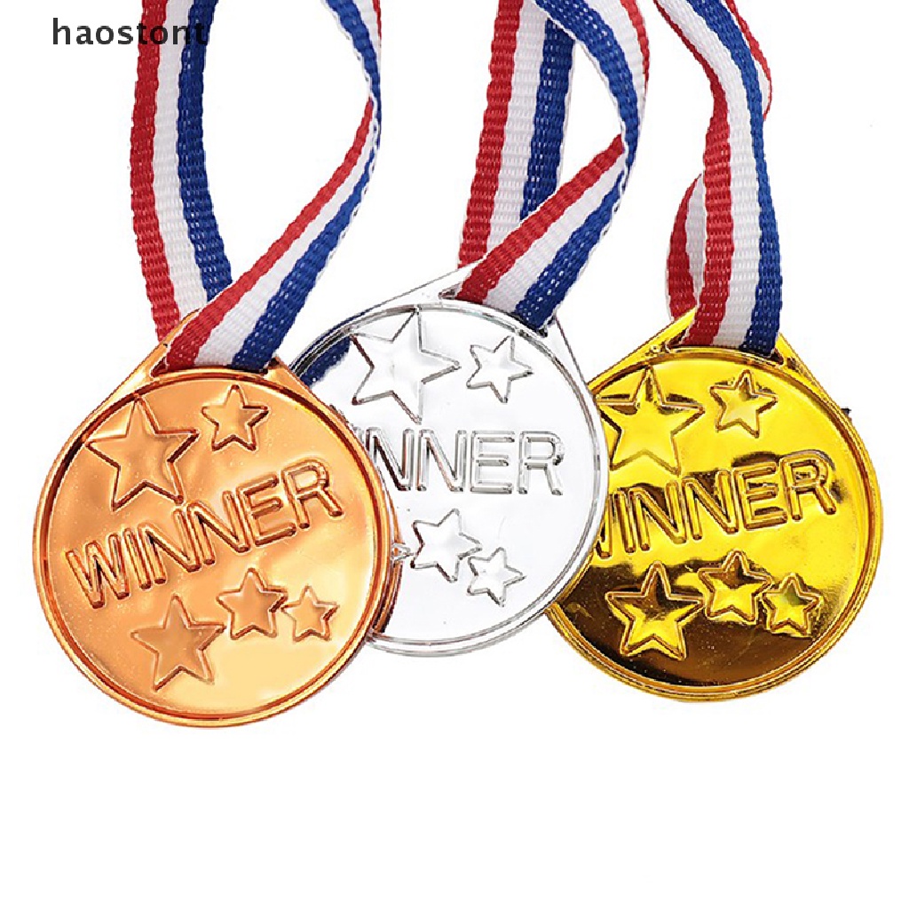 [haostont] ของเล่นเหรียญรางวัล พลาสติก สีทอง สําหรับปาร์ตี้ วันกีฬา