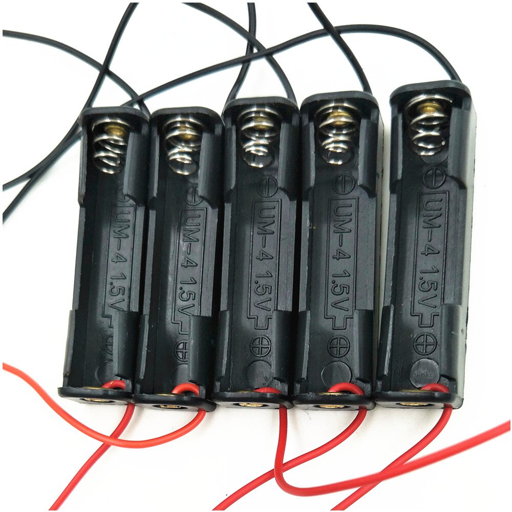 กล่องพลาสติกเก็บแบตเตอรี่ AAA พร้อมสายตะกั่ว สําหรับแบตเตอรี่ AAA 1.5V 1 ช่อง
