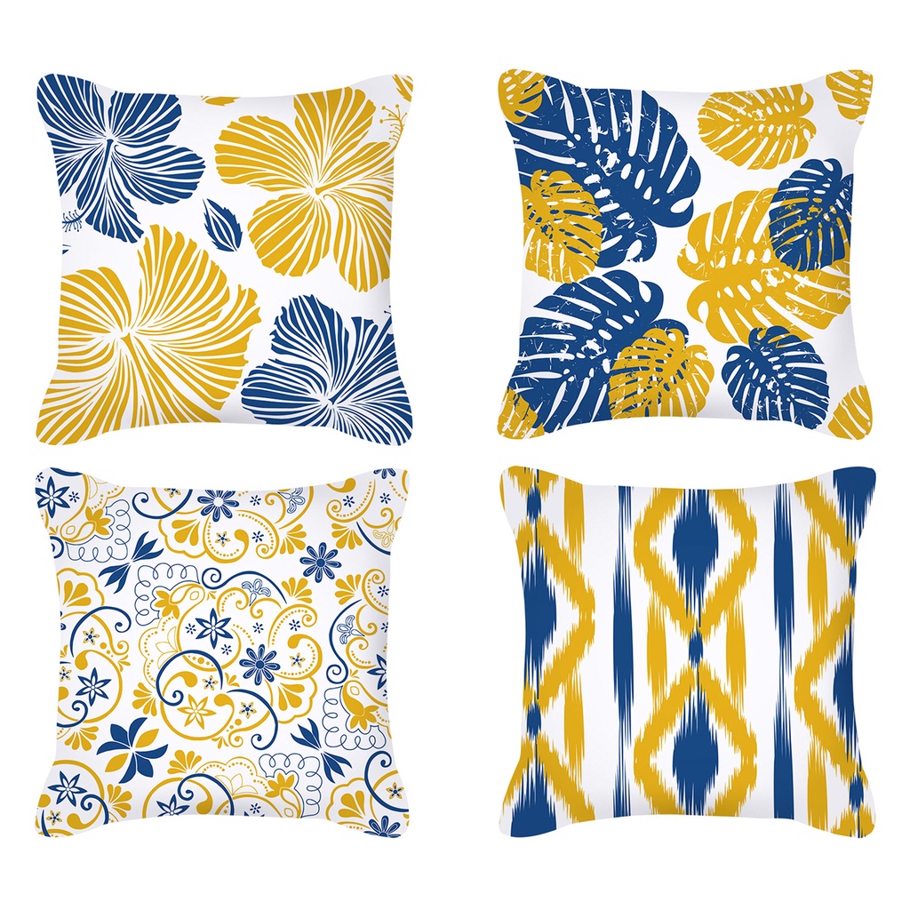 ปลอกหมอน สีเหลือง สีฟ้า ขนาด 70×70.60×60.50×50.45×45.40×40ปลอกหมอนอิง ทรงสี่เหลี่ยม สําหรับตกแต่งบ้าน โซฟา