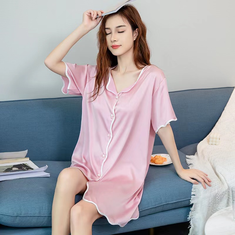 SALE🔥ลด ล้าง สต็อก ❗❗-🍁G3239🍁ชุดนอนกระโปรง ชุดนอนเดรส ผ้าซาติน Size M-2XL - รูปที่ 3