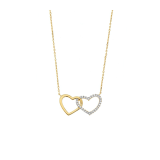Jewelry Buffet สร้อยคอ สร้อยคอหัวใจคู่ เพชรสวิส เพชรCZ