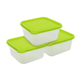 Homehapp กล่องอาหารทรงเหลี่ยม Chef Box MICRON WARE รุ่น JCP-6052 ความจุ 850 มล. (แพ็ค 3 ใบ) สีเขียว