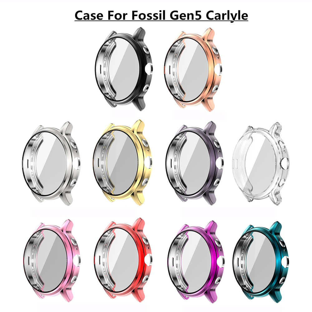 เคสสําหรับ Fossil Gen 5 Carlyle Smartwatch ชุบ TPU เคสป้องกันคลุมทั้งหมดปกป้องหน้าจอ