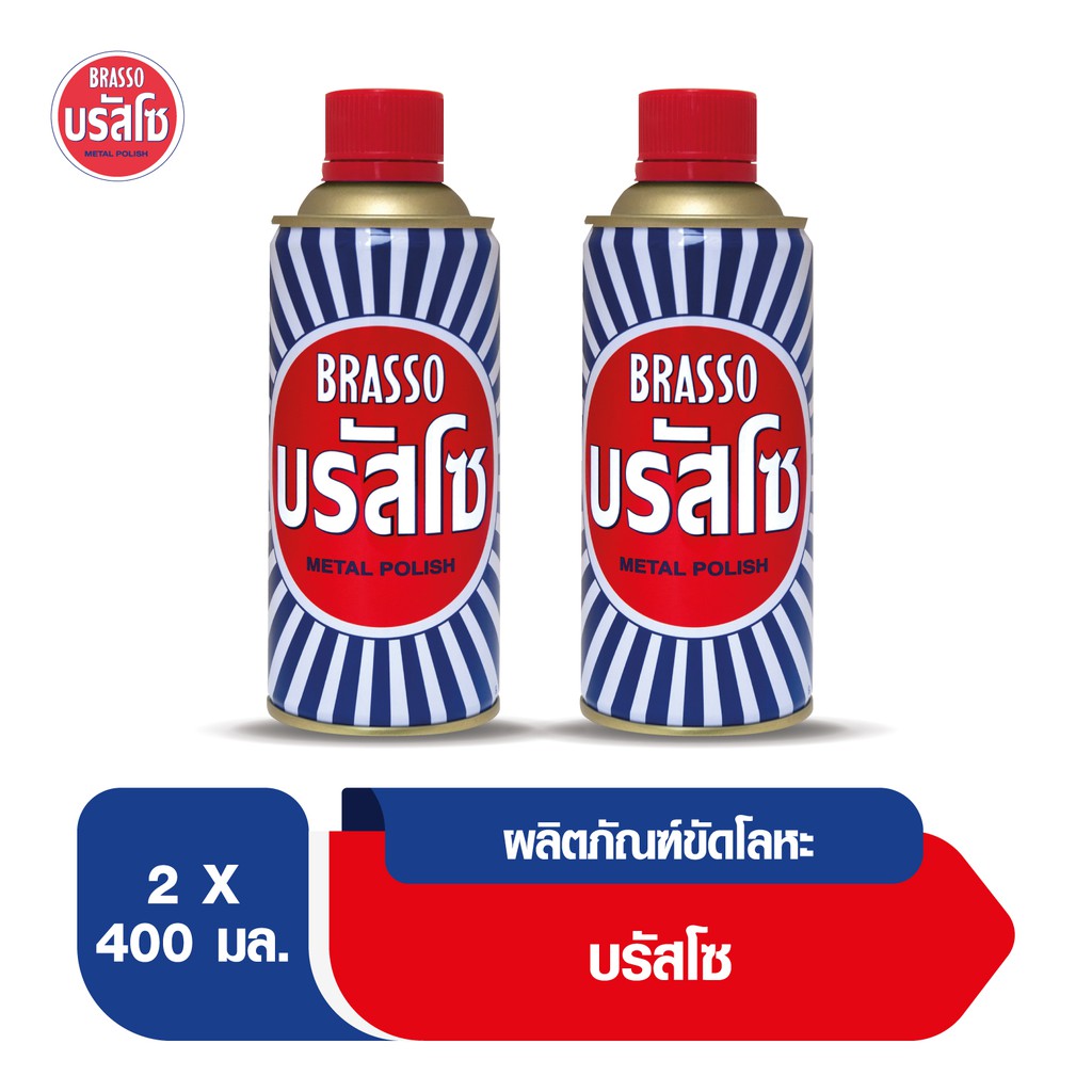 Brasso บรัสโซ น้ำยาขัดโลหะ 400มล. แพ็คคู่