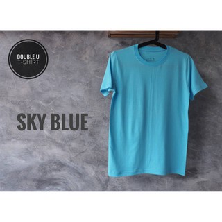 ออกใบกำกับภาษีได้ - เสื้อยืดสีพื้น ( SKY BLUE ) สีฟ้าท้องฟ้า **ไม่มีการเย็บตะเข็บข้างตัวเสื้อ**