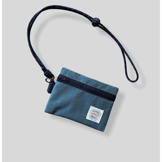 Grey Polyester Flip Pocket / กระเป๋าสตางค์ กระเป๋าห้อยคอ พร้อมสายคล้องคอ Underlinebag