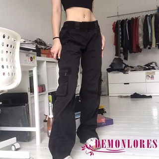 DEMQ-Women Jeans with Loose Fit Casual Style Solid Color Hip Hop Spring Clothing