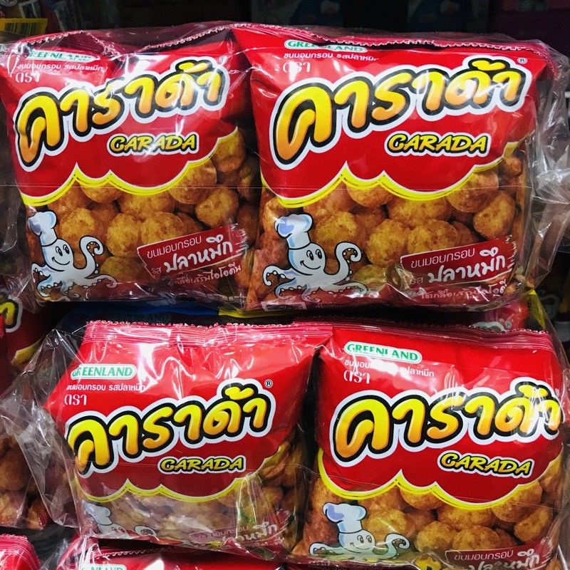 คาราด้า ขนมอบกรอบรสปลาหมึก 14กรัม (12ซอง/แพ็ค)