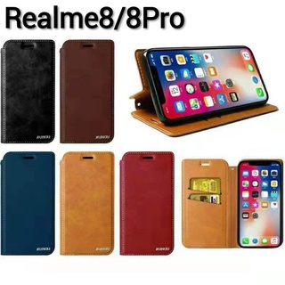 เคสฝาพับRealme8 5G/4G/Realme8Pro/Realme C11 2021/Realme C11/RealmeC12/Realme C15/RealmeC17/Realme7iแบบเปิดปิด เก็บนามบัต