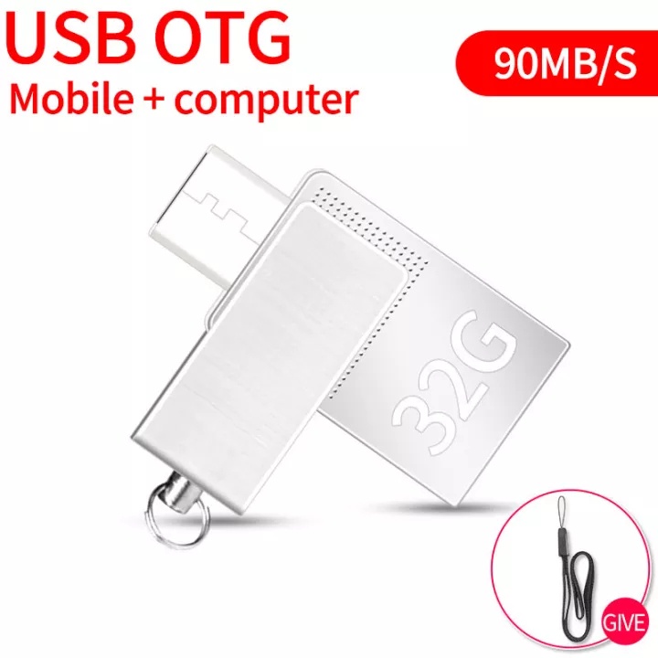 OTG flash drive 32GB USB 2.0 Gen1 Flash Drive OTG Speed 90mb/s แฟลชไดรฟ์ หัว อุปกรณ์โอนย้ายข้อมูลโทร