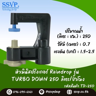 หัวจ่ายน้ำ มินิสปริงเกอร์ Raindrop TURBO DOWN รูน้ำสีครีม อัตราการจ่ายน้ำ 250 ลิตร/ชม. รหัส TD-250 บรรจุ 10 ตัว