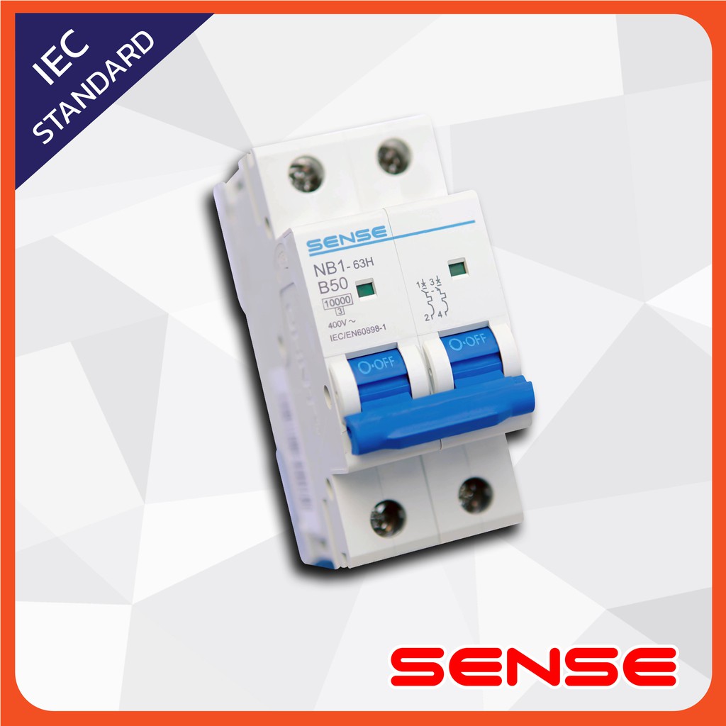 เบรกเกอร์ย่อย (MCB) เซนส์ Sense ชนิด 2P รุ่น NB1-63H