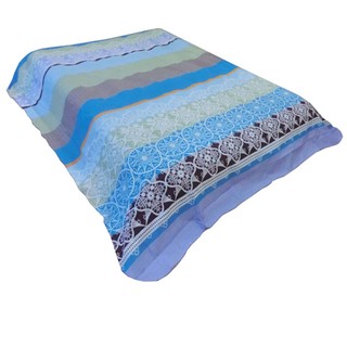 bb055   ผ้าปูที่นอนสีฟ้าลายเส้น