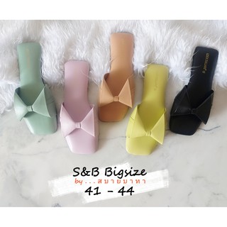 ส่งถูก⭐️ส่งทุกวัน⭐️จ่ายปลายทาง⭐️รองเท้าไซส์ใหญ่ Bigsize 41-44 แตะซอฟต์ชู softshoes สวมโบว์ ร