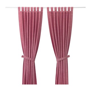 LENDA ผ้าม่านคู่(2ผืน)Curtains with tie-backs 140*250cm(แดงอ่อน)