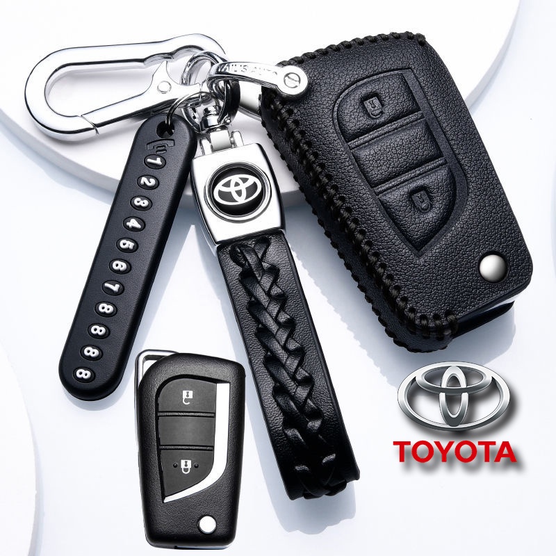 เคสกุญแจรีโมทรถยนต์ หนังเทียม สําหรับ Toyota vellfire 2010 chr estima vellfire altis Hilux Corolla avensis Prado ของแต่งรถยนต์ พวงกุญแจ