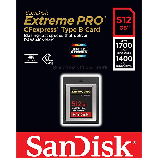 SanDisk Extreme PRO CFexpress Card Type B 512GB (SDCFE-512G-GN4NN) อุปกรณ์จัดเก็บข้อมูล เมมโมรี่การ์ด แซนดิส Synnex
