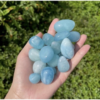 1 Pc Natural  Aquamarine 2-3 cm Polished Tumble Stone / Top High Grade Quality Stone / Pocket Stone Healing Chakra.